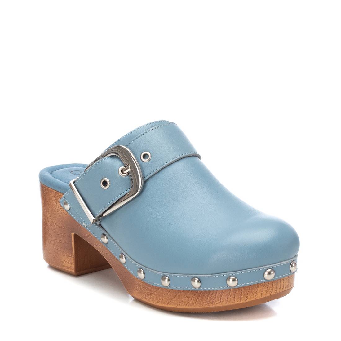 Carmela 16074405 sabots bleu cuir talon 7 cm