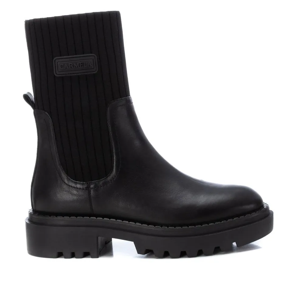 Carmela 16018501 bottines chelsea noir cuir et textile