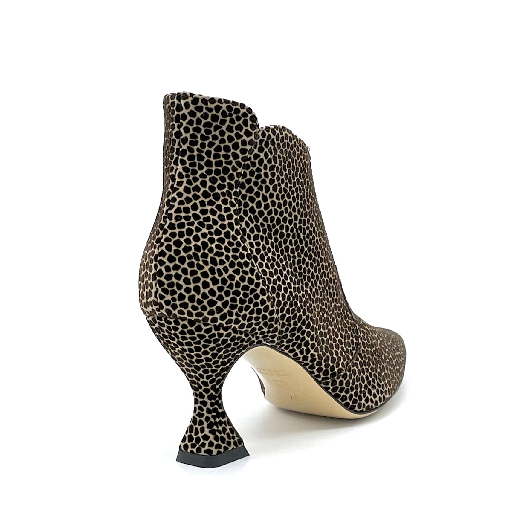 Elata 53550 bottine suède beige noir talon 7,5 cm