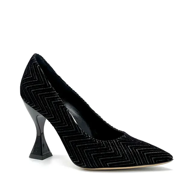 Elata 53514 escarpin velours noir glitter talon 9,5 cm
