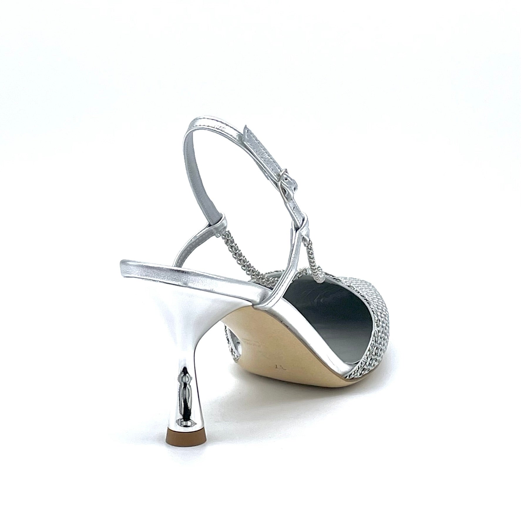 Elata 12144 slingback argent chaîne talon 7,5 cm