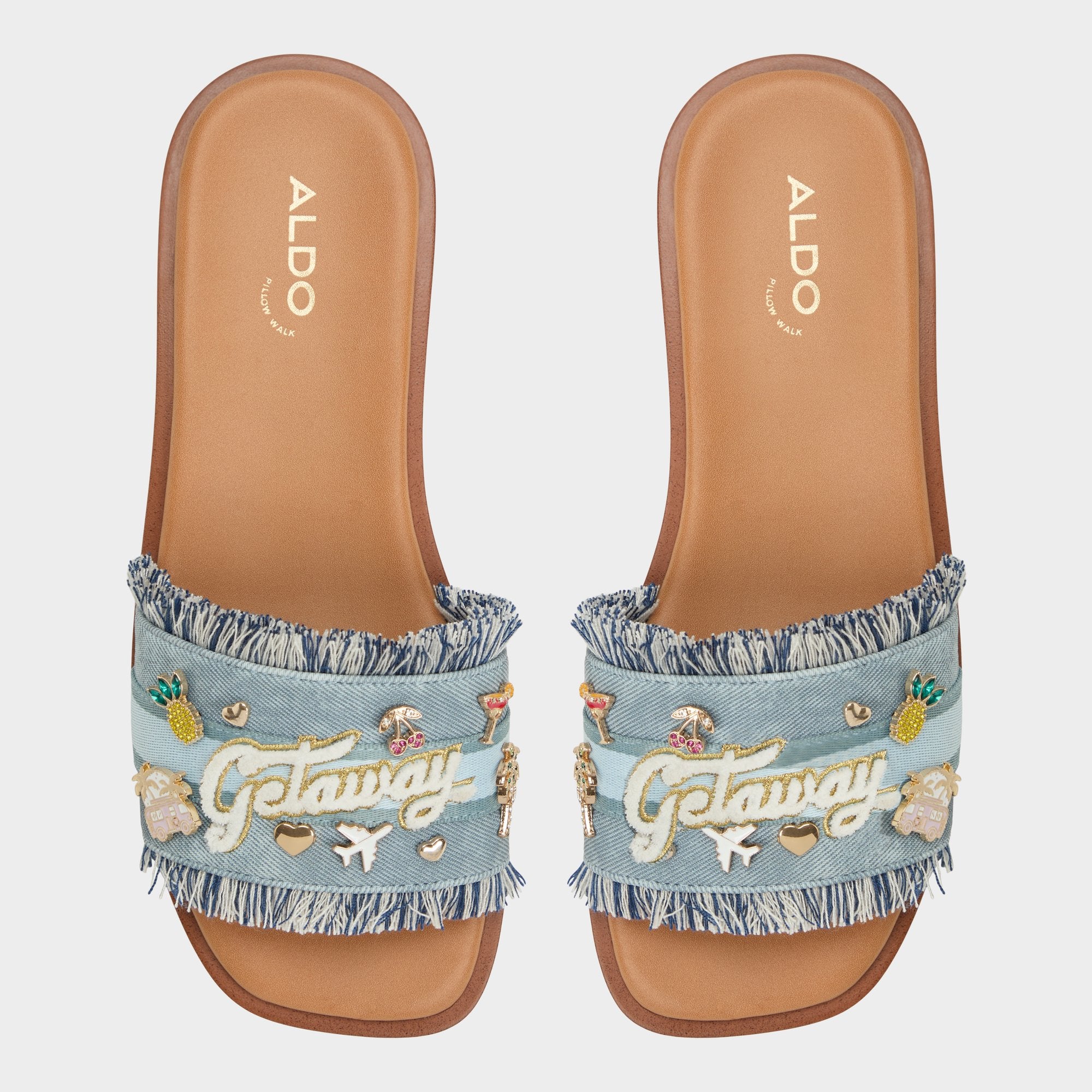 ALDO Beachside sandales plates denim effiloché