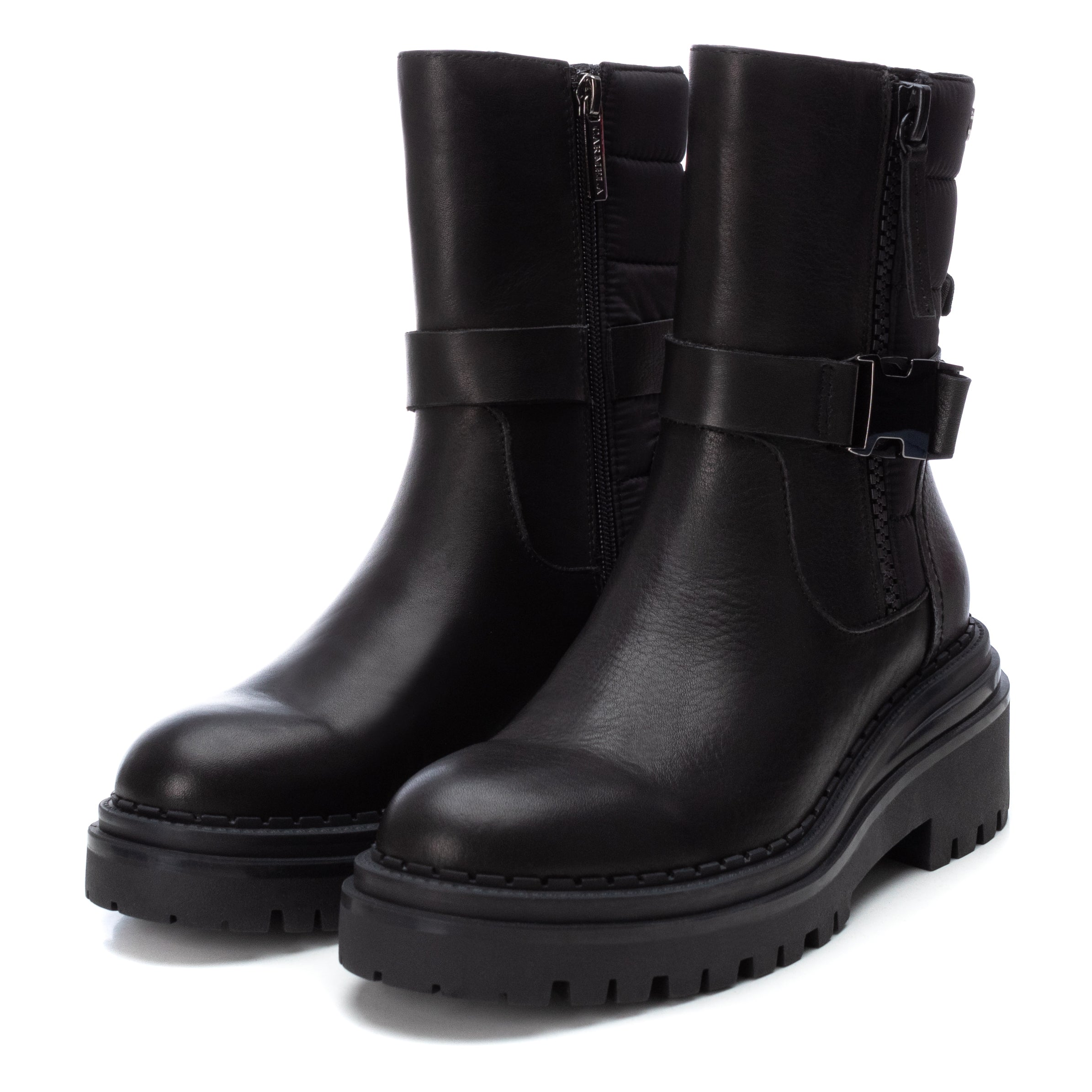 Carmela 16035901 bottine cuir noire motarde