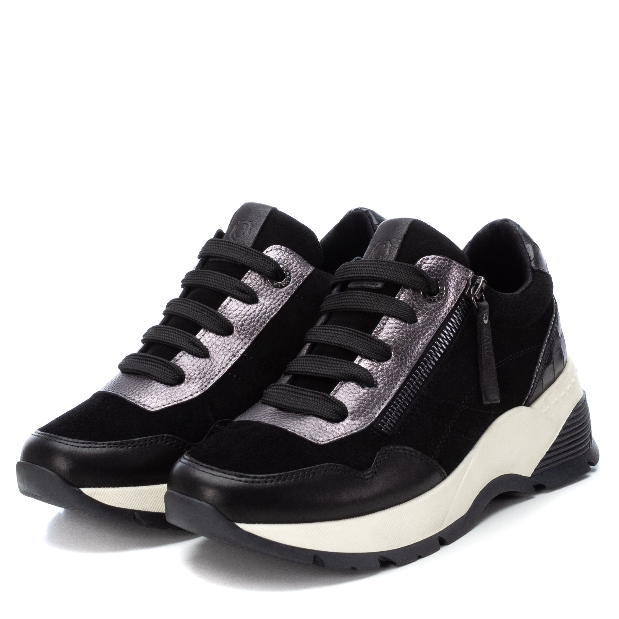 Carmela 16019501 sneaker cuir noir plateforme