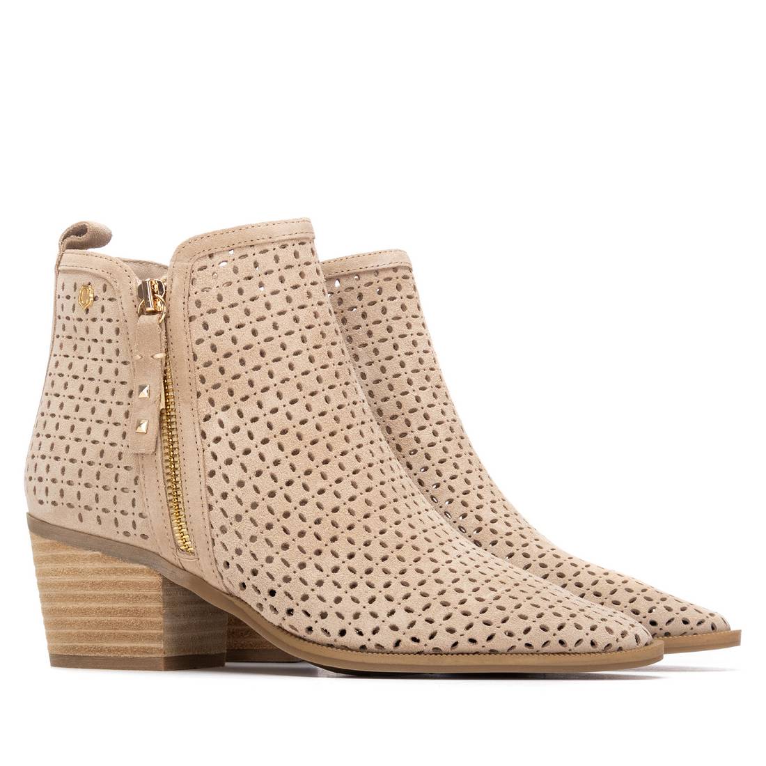 Carmela 163149 16314903 bottine beige ajourée cuir