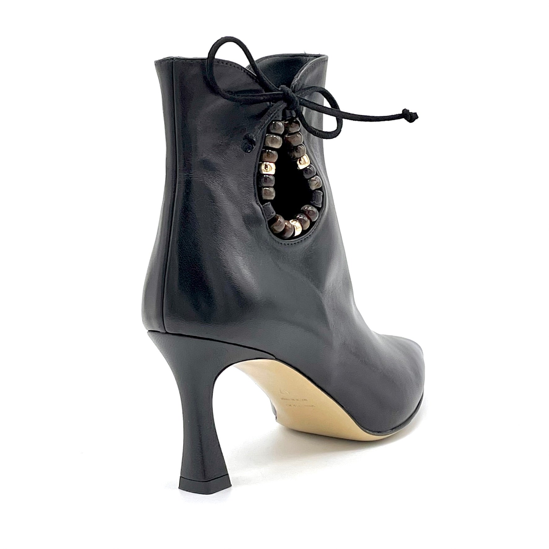 Elata 56531 bottines cuir noir perles talon 7,5 cm