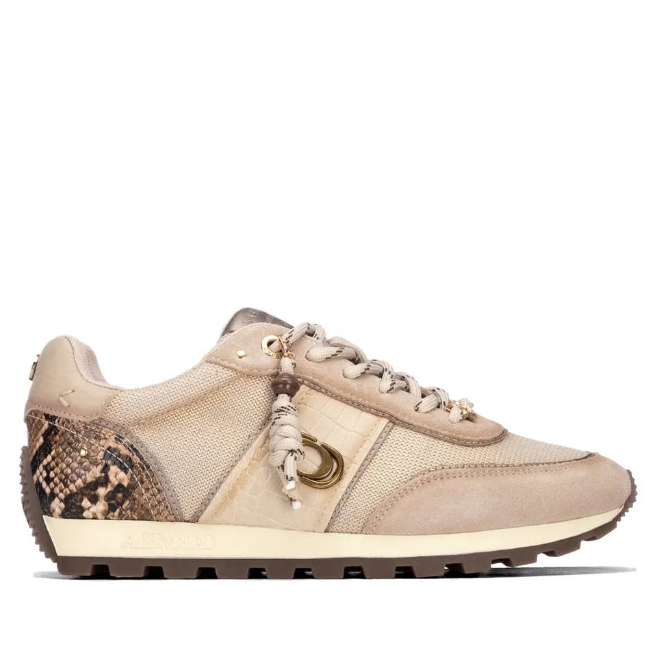 Carmela 16423702 basket femme beige cuir jogging