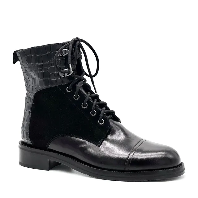 Elata 51529-3 bottine à lacets cuir noir talon 3,5 cm