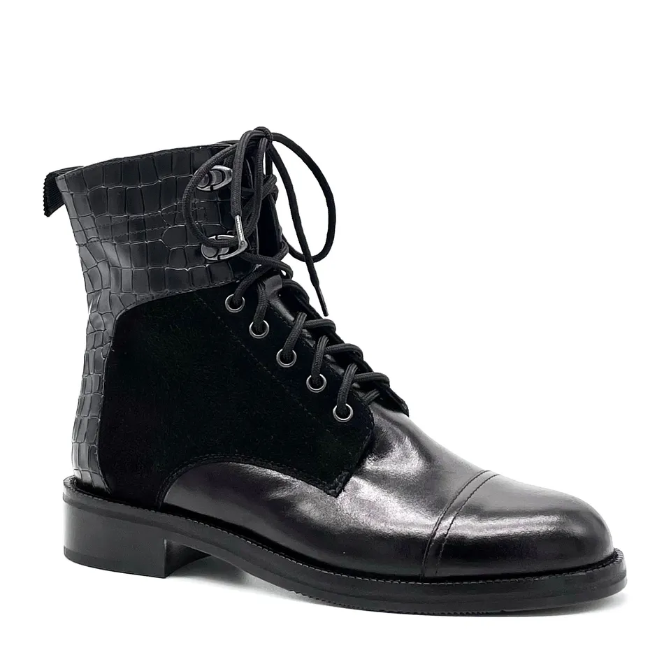 Elata 51529-3 bottine à lacets cuir noir talon 3,5 cm