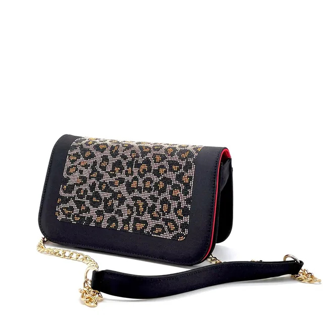 ELATA E849 pochette soie animalier chaîne or