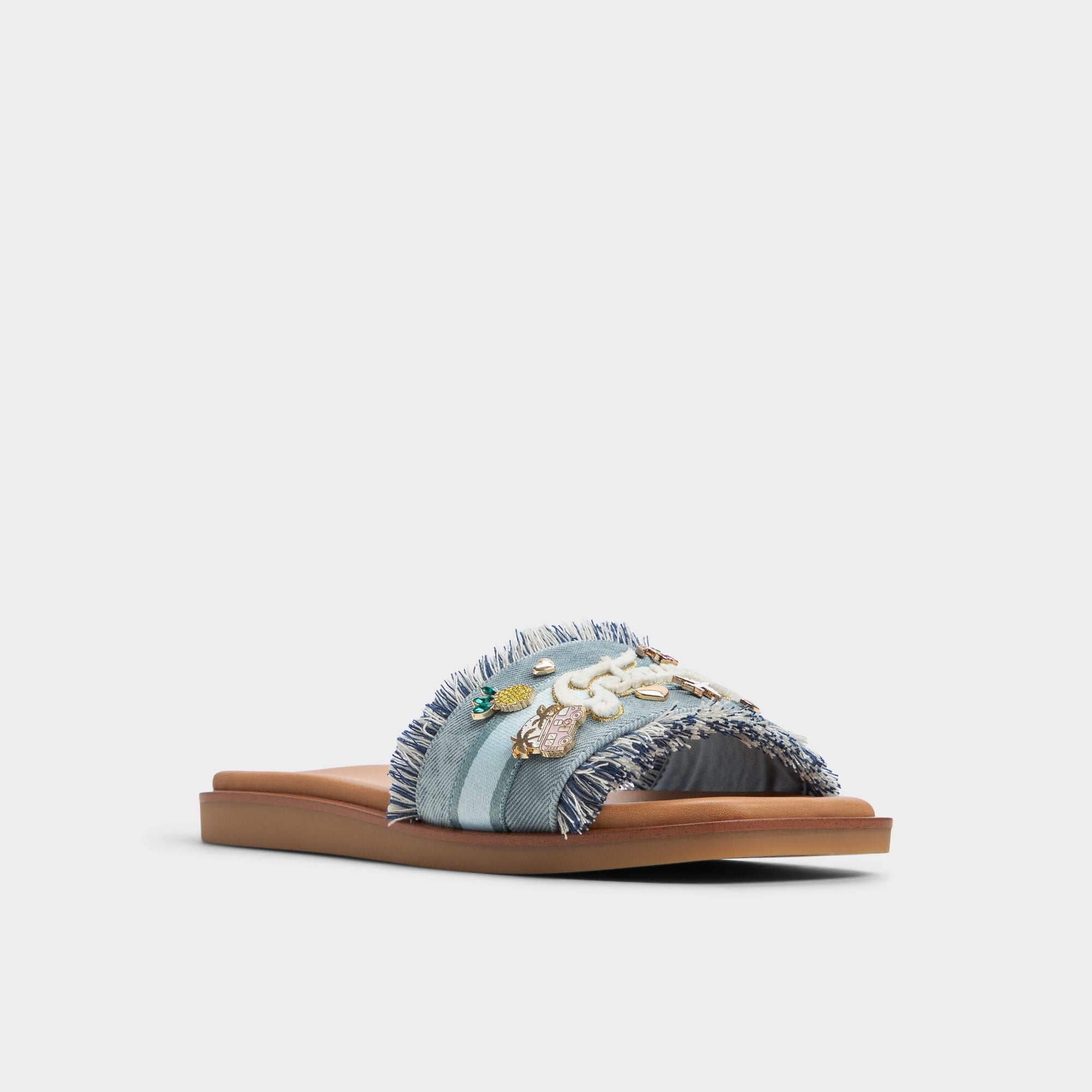 ALDO Beachside sandales plates denim effiloché