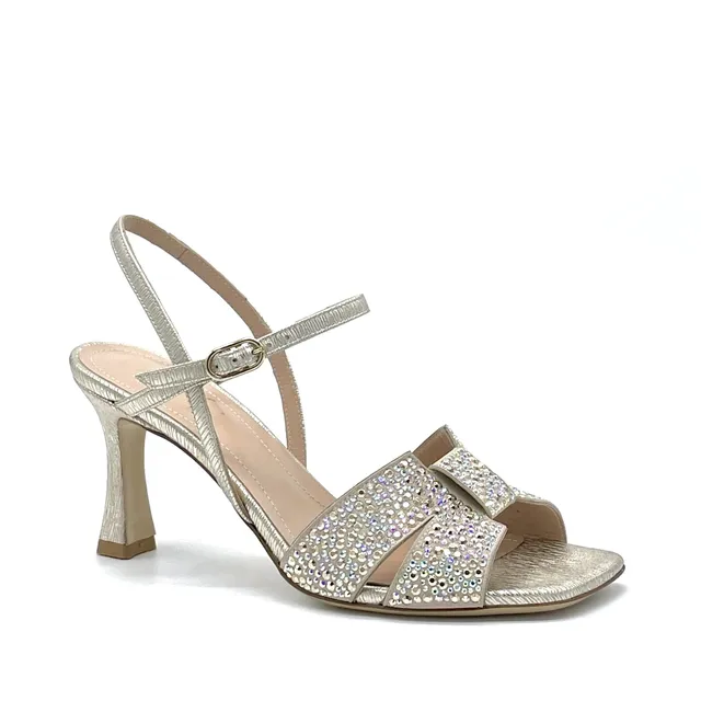 ELATA 13119 sandales cuir doré strass talon 7,5 cm