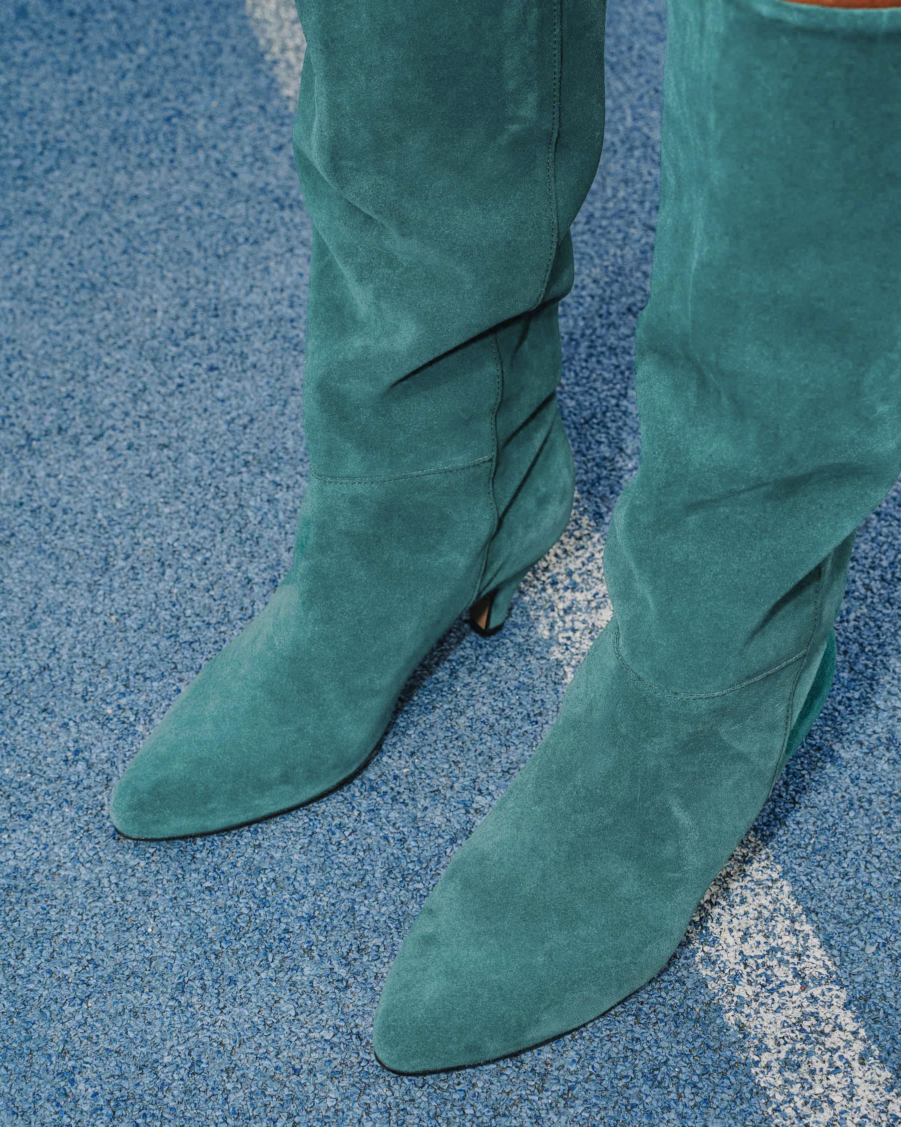 Coralie Masson Billie bottes cuir vert talon 7 cm