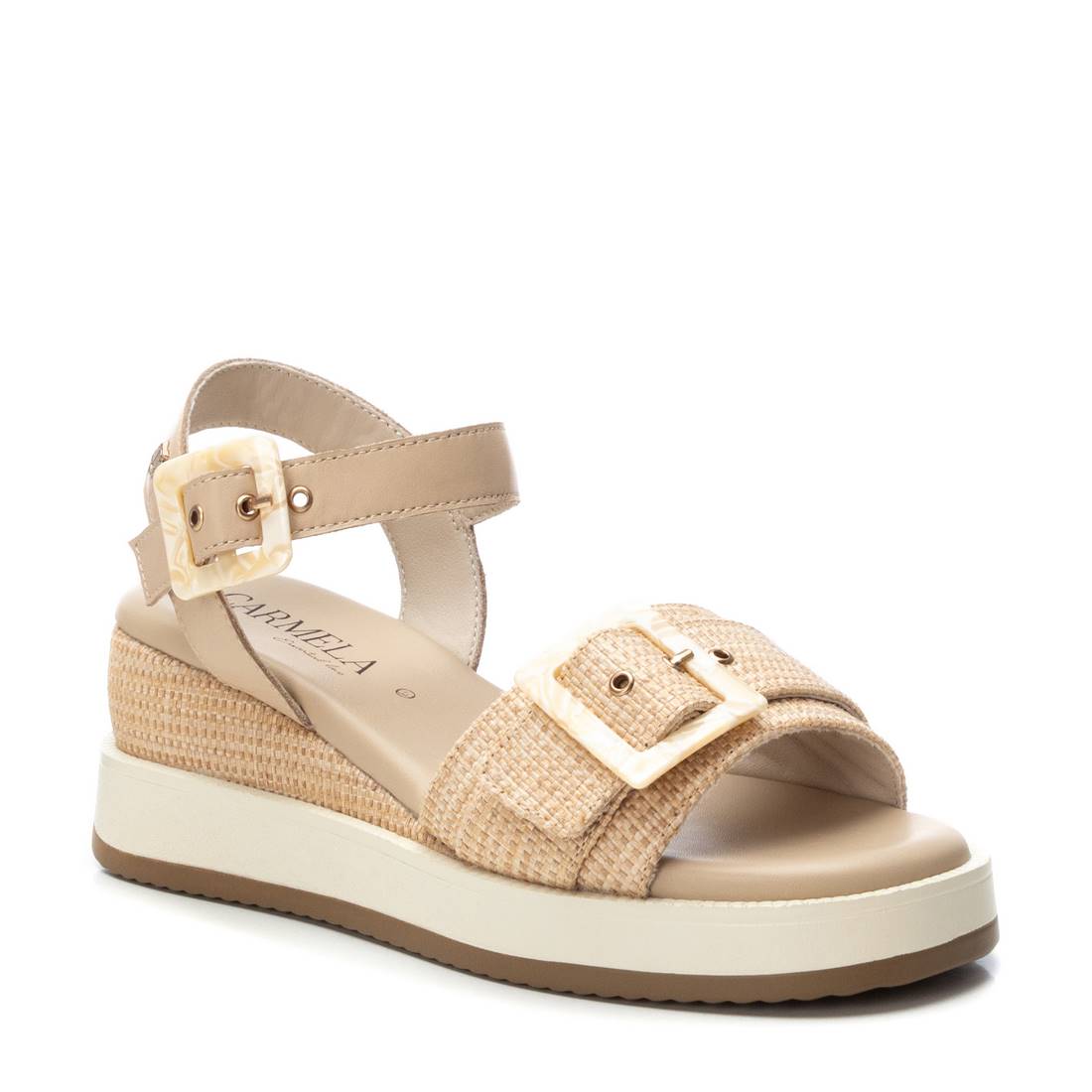 Carmela 16222703 sandale cuir compensée beige 6 cm