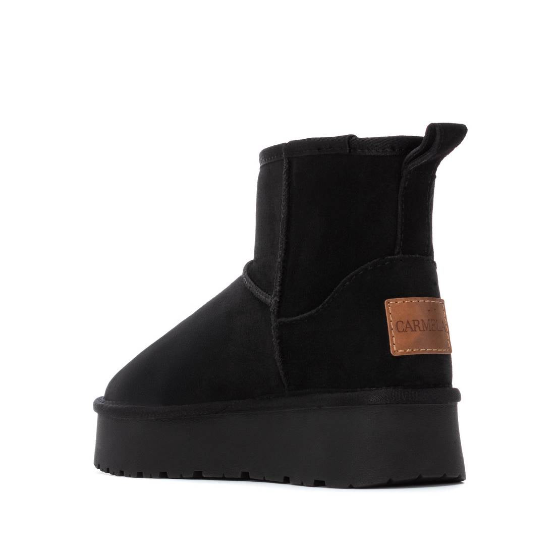 Carmela 16263205 bottines suède noires fourrées plates