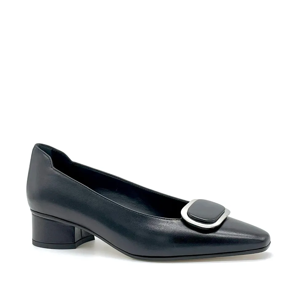 Elata 26210 escarpins cuir noir acier talon 3,5 cm