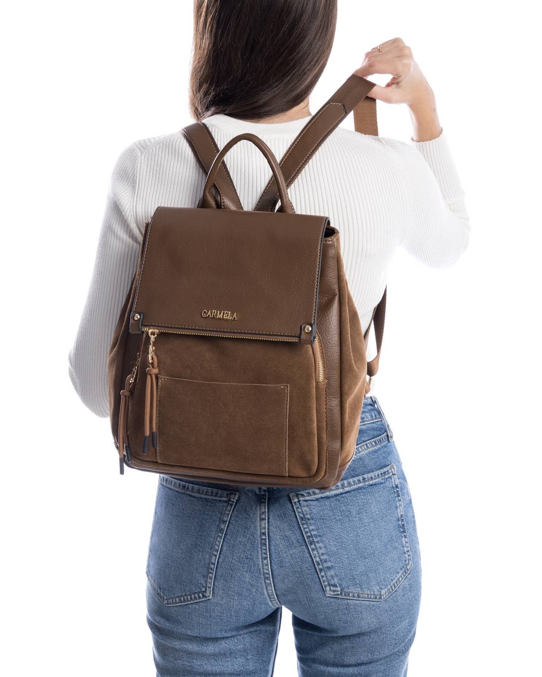 Carmela 18612202 sac à dos femme marron cuir suède
