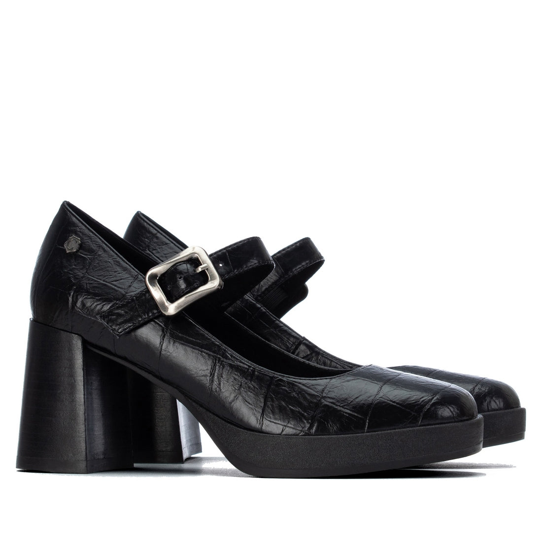 Carmela 16430401 escarpin femme noir boucle talon haut