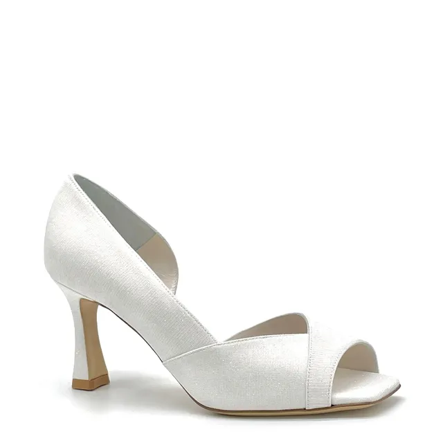ELATA S2433 open toe laminé blanc talon 7,5 cm