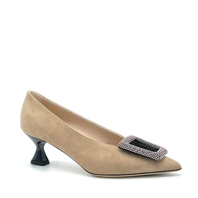 Elata 55507 escarpins beige boucle talon 5,5 cm