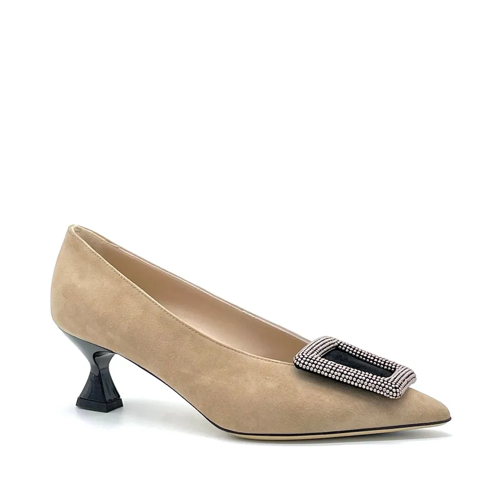 Elata 55507 escarpins beige boucle talon 5,5 cm