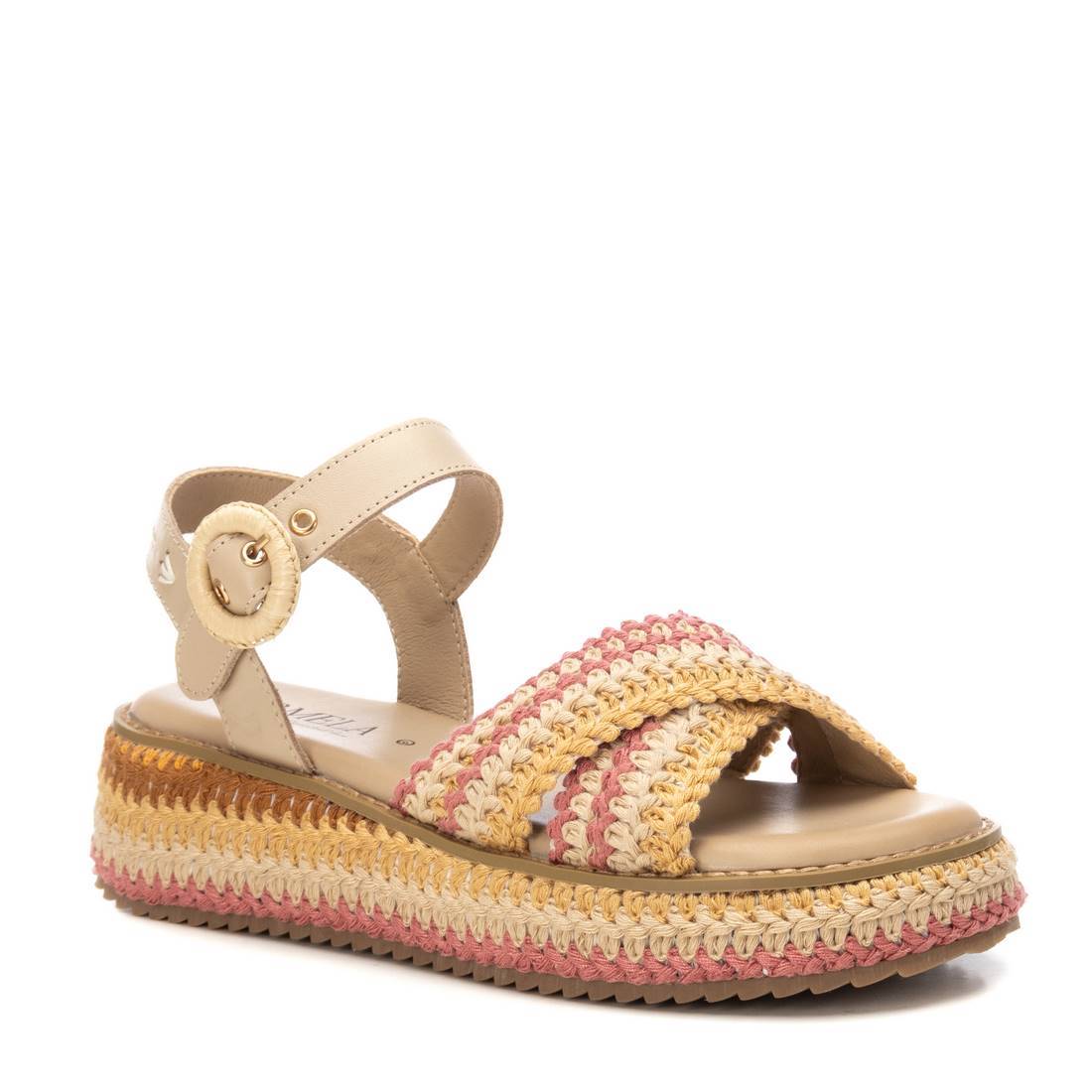 Carmela 16235603 sandales kaki textile compensées