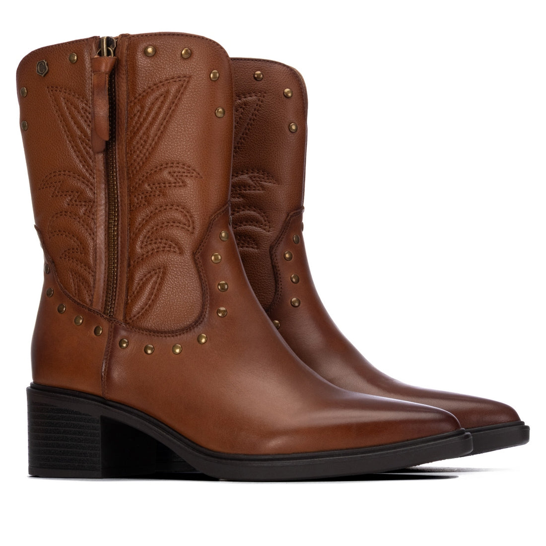 Carmela 16425103 bottine femme camel cuir talon bas