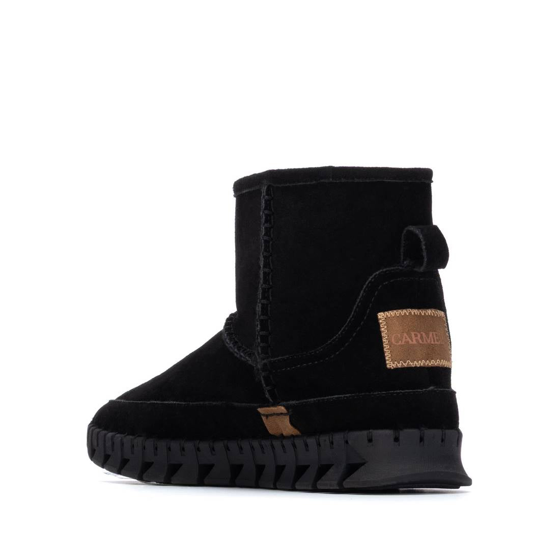 Carmela 16252903 bottines cuir noir fourrées plates