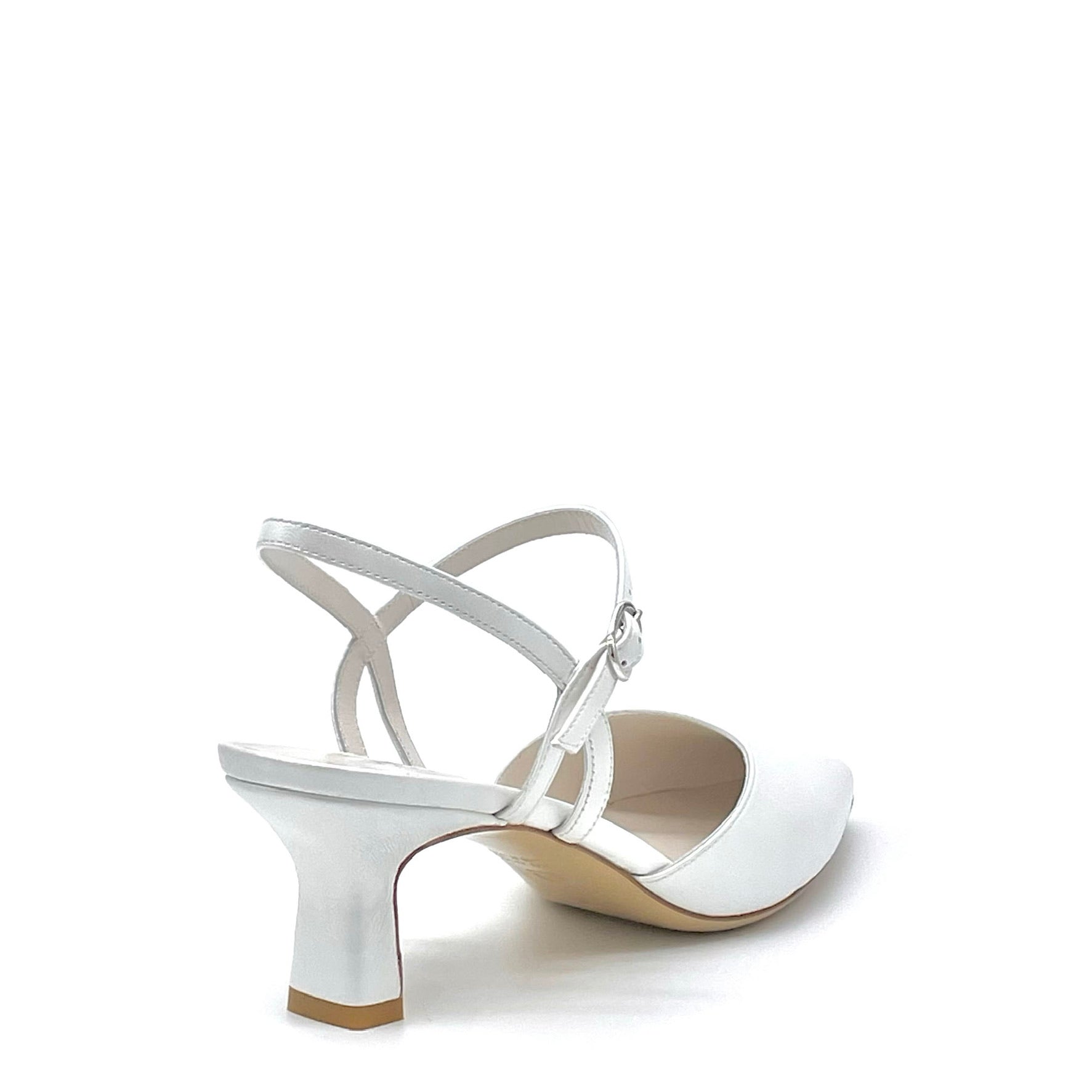 ELATA S2312 slingback mariée cuir blanc perlé 5,5 cm
