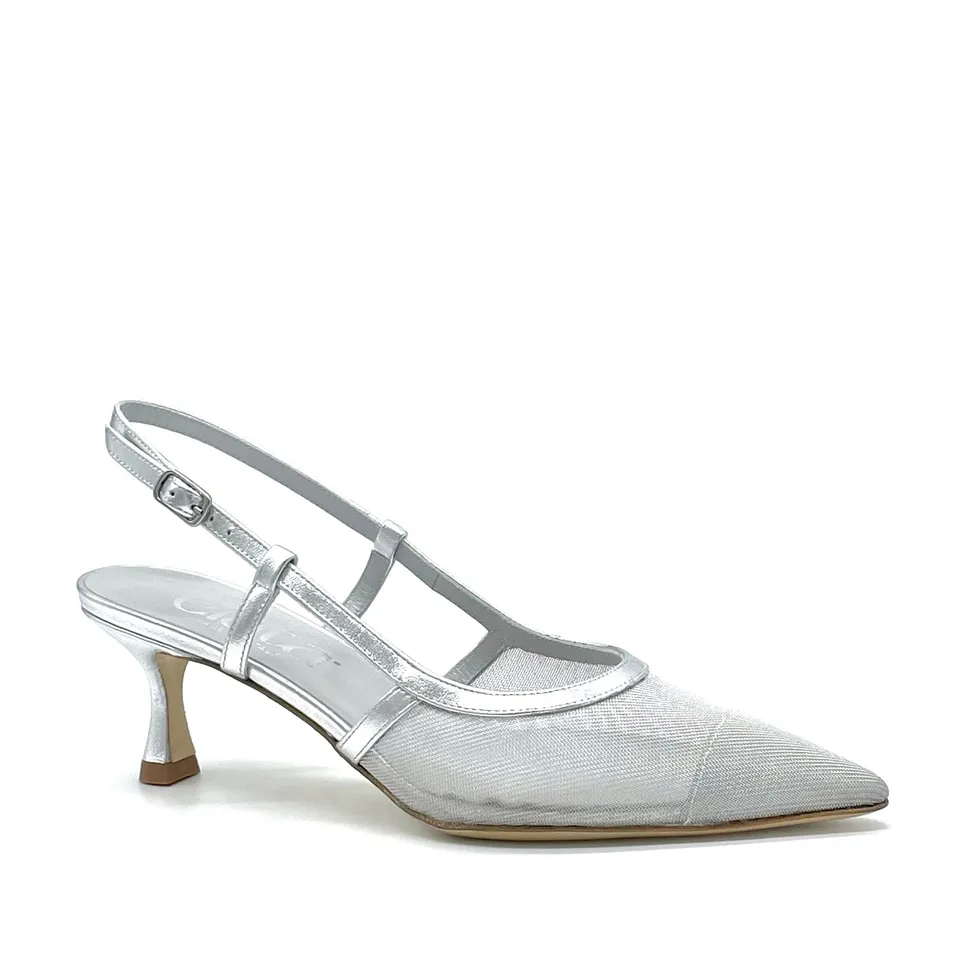 Elata 14148 slingbacks argenté talon 5,5 cm