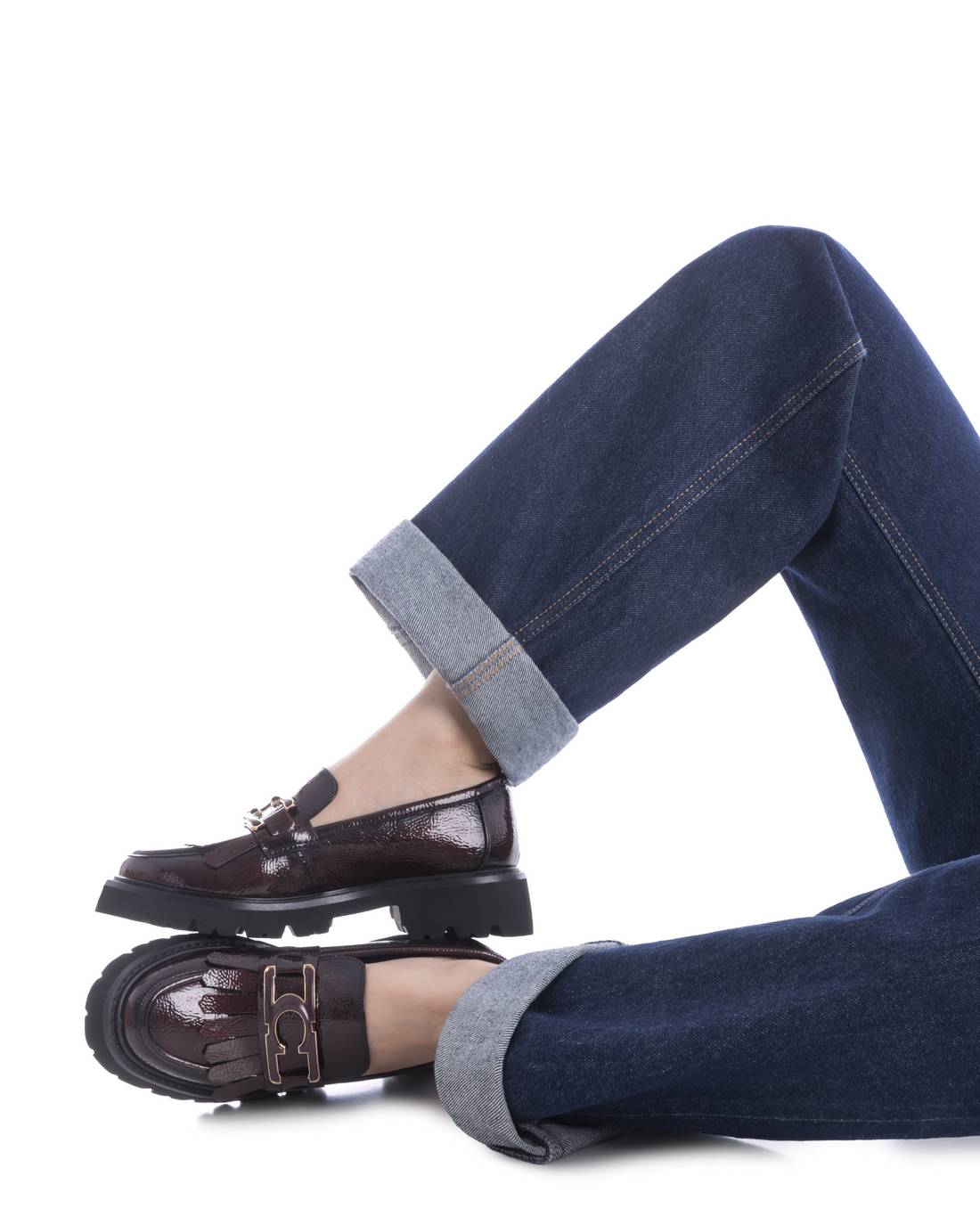 Carmela 16269804 Mocassin verni bordeaux franges