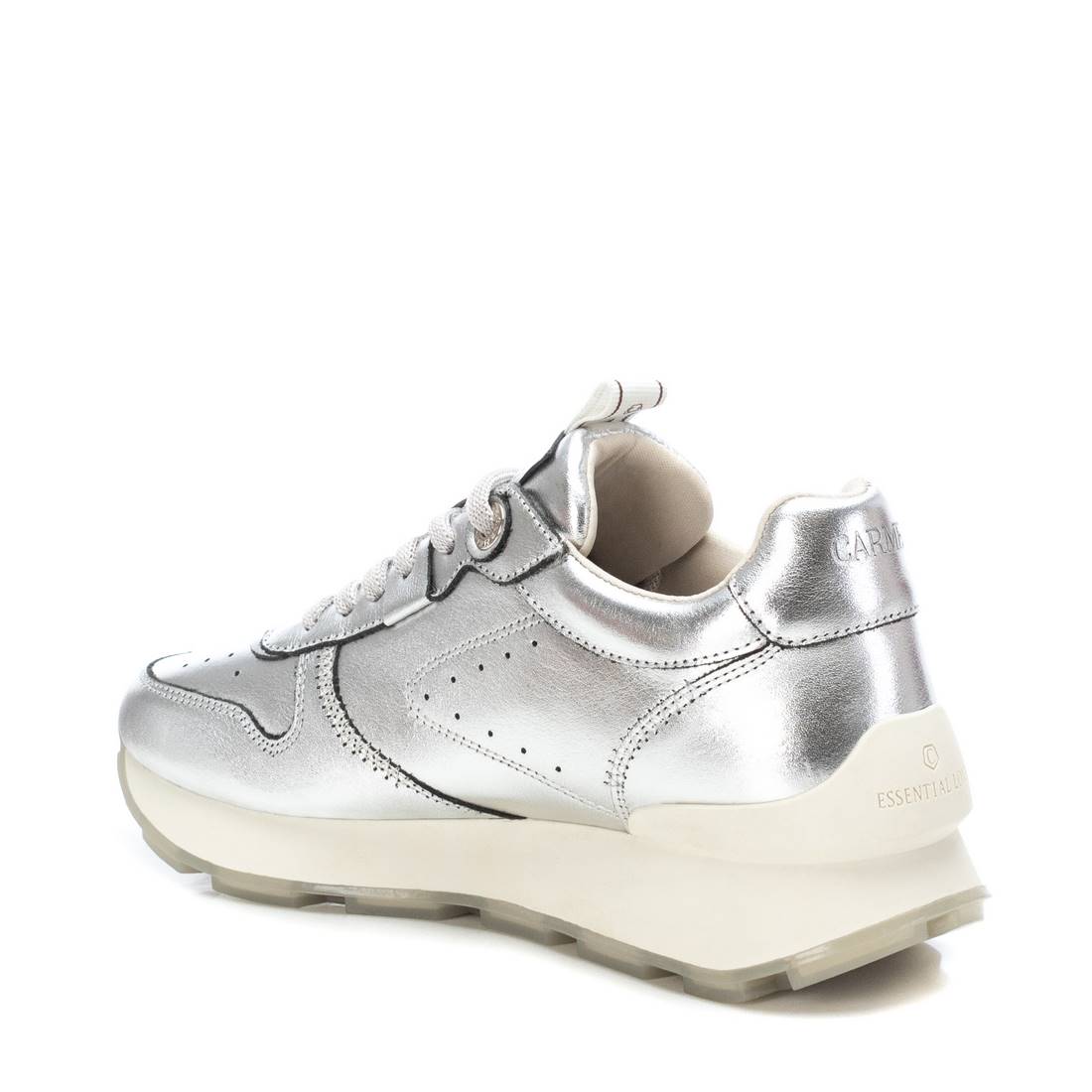 Carmela 16075302 basket femme cuir gris métalisé lacets