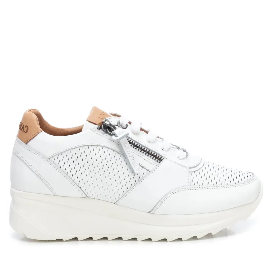 Carmela 16070903 baskets cuir blanc zip talon plat