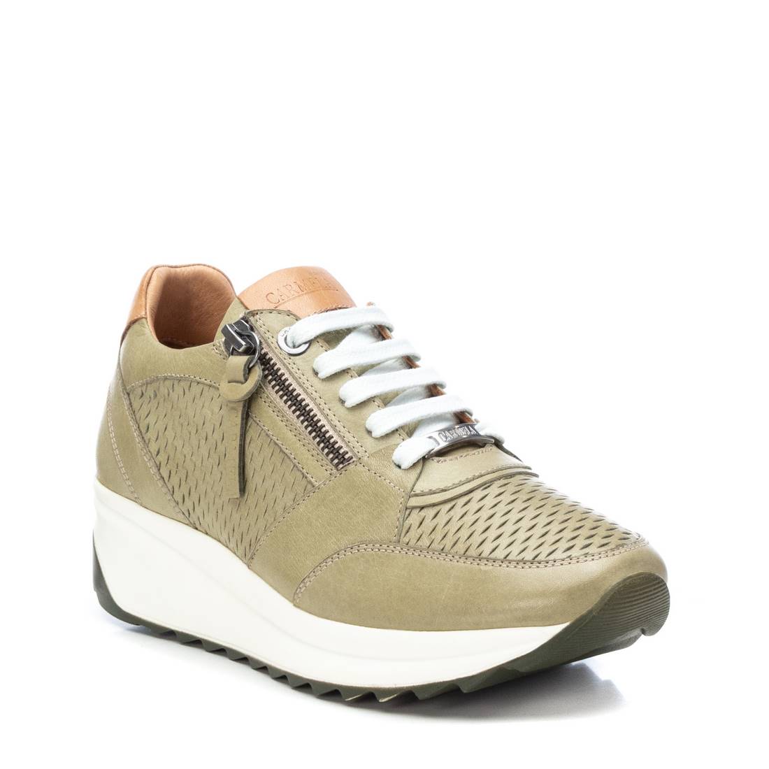 Carmela 16070904 basket cuir verte a zip