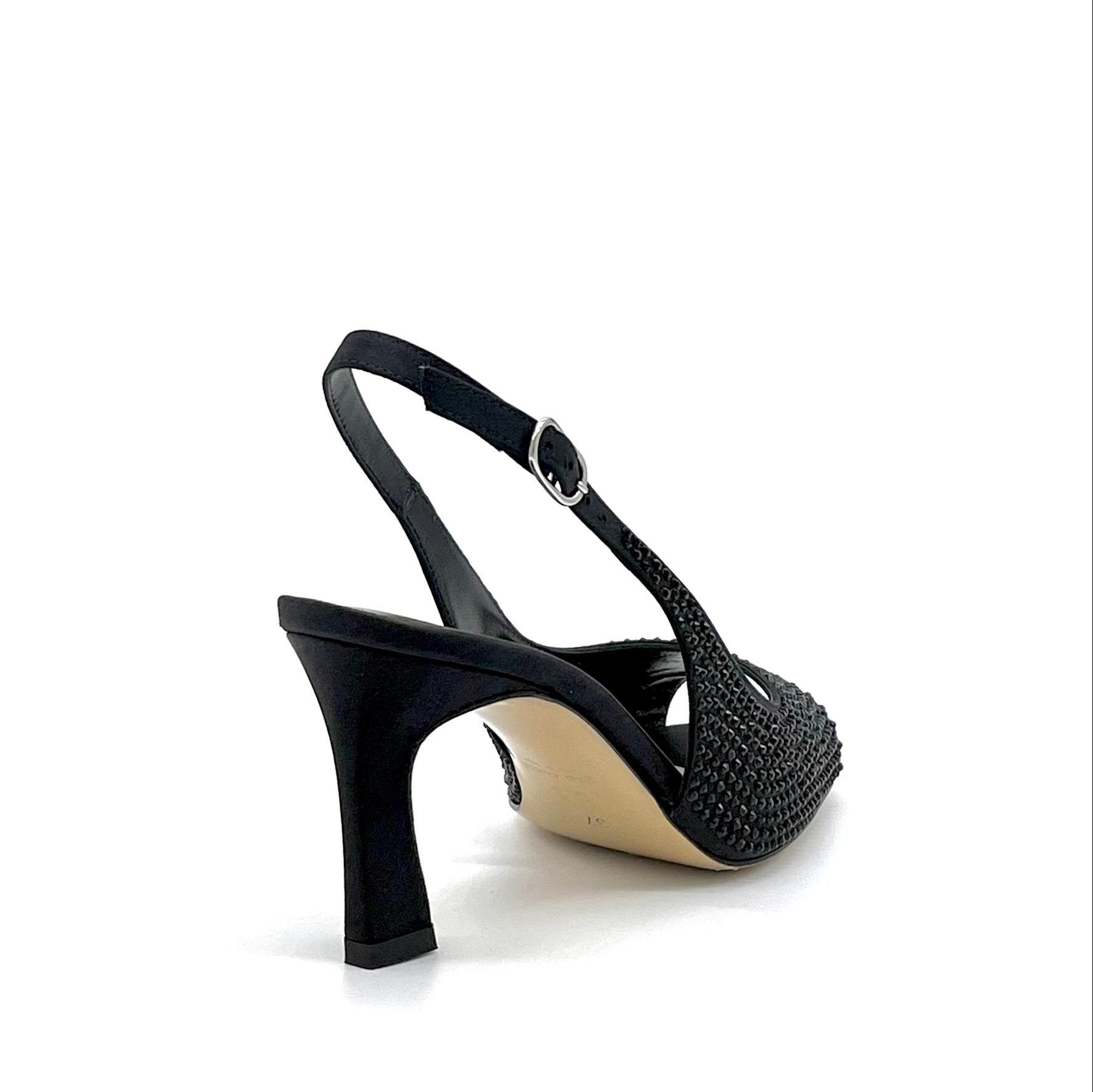 ELATA 12178 sandale soie noire strass talon 7,5 cm