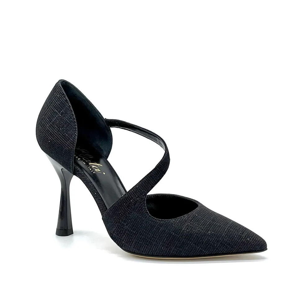 Elata 12138 escarpins laminé noir bride talon 9,5 cm