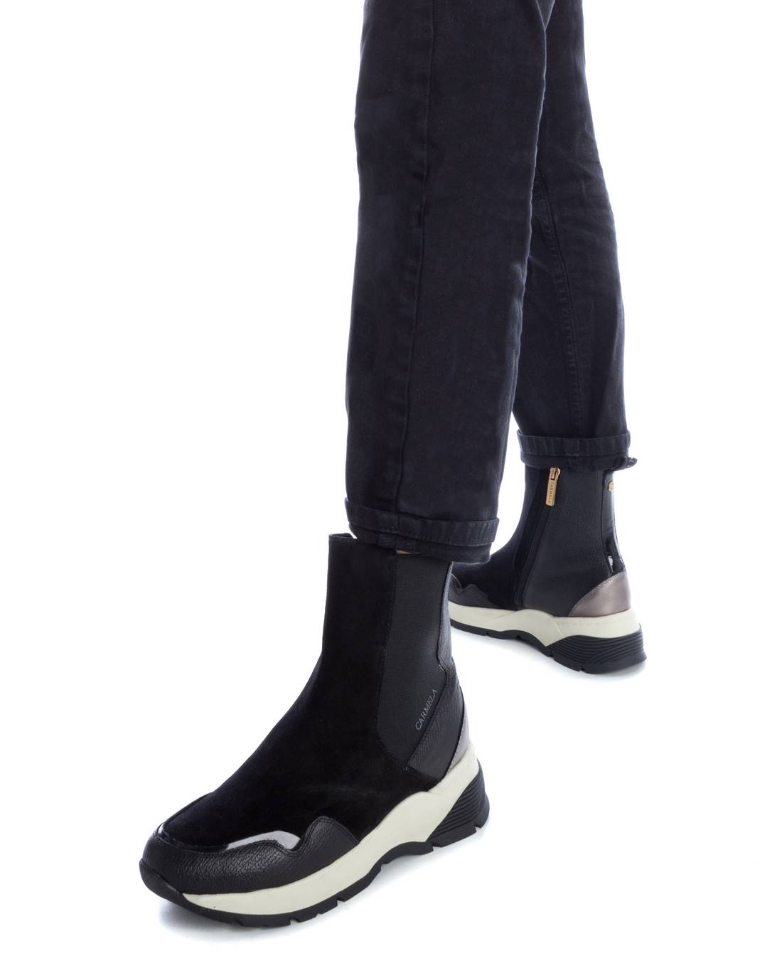 Carmela 16117001 basket montante femme noir cuir suédé