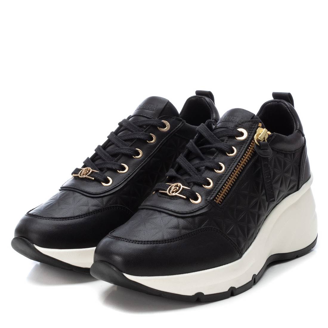 Carmela 16119901 sneakers cuir noir compensées zip
