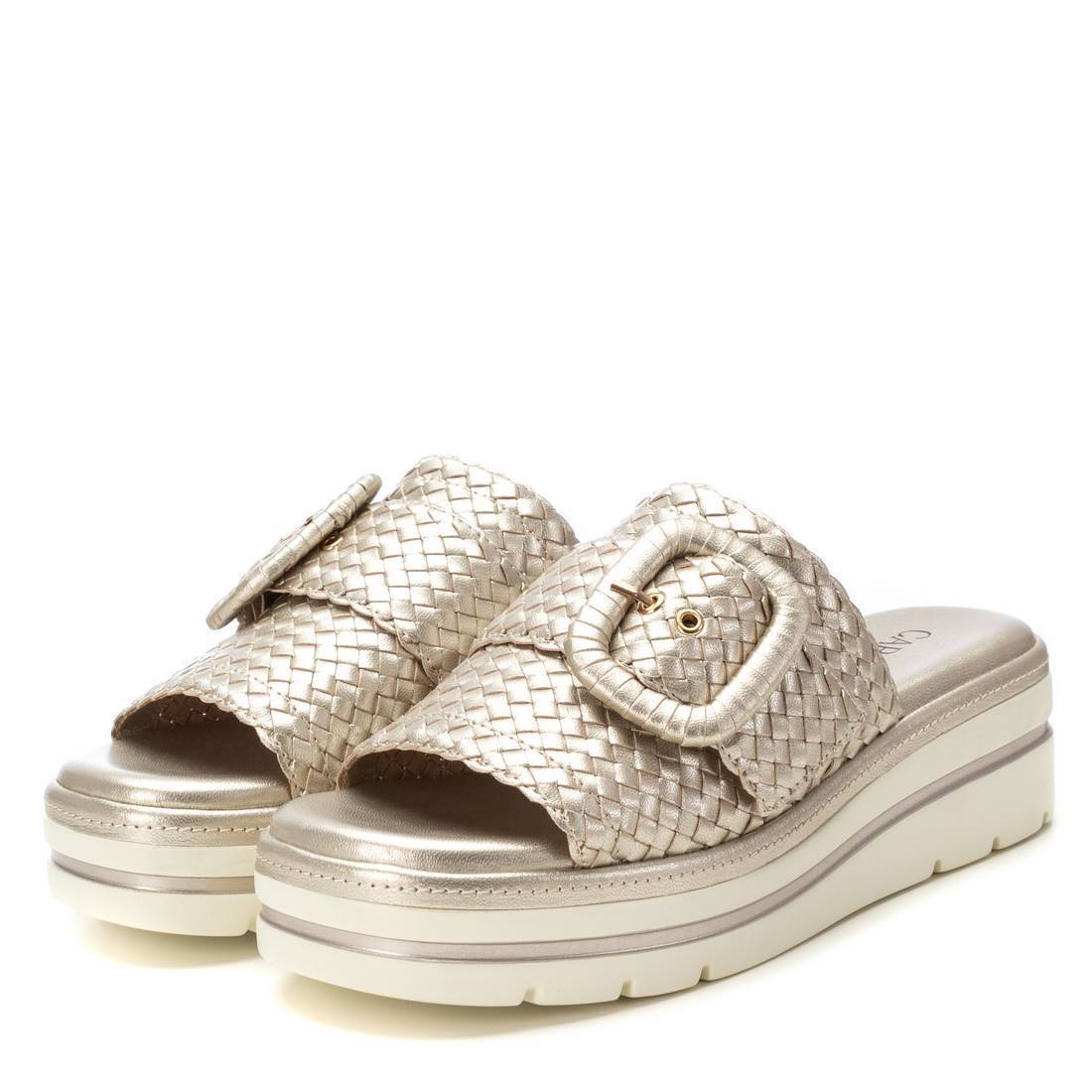 Carmela 16225101 sandales compensées cuir doré tressé