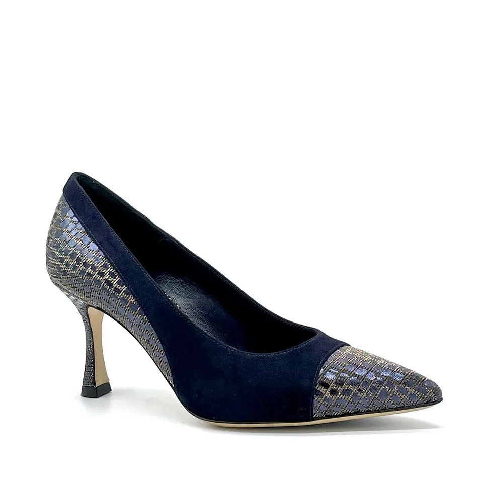 ELATA 54502 escarpins suède bleu tissu cangiante
