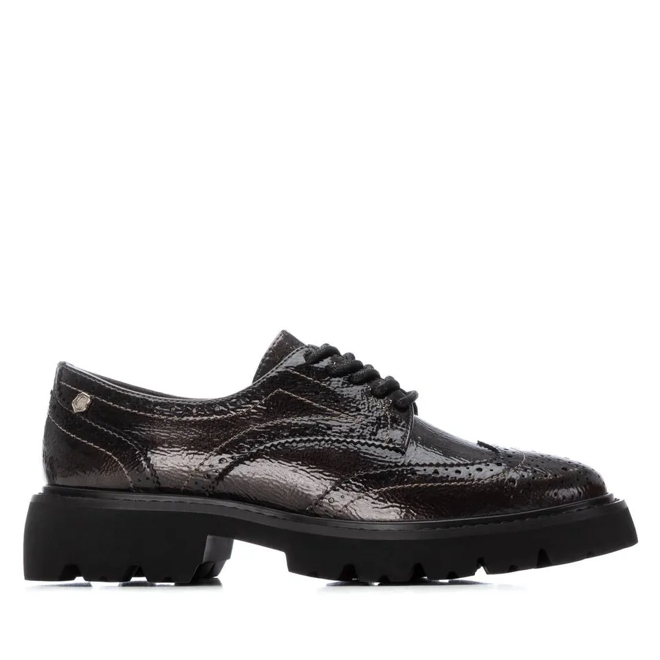 Carmela 16255001 derbies femme gris verni plat