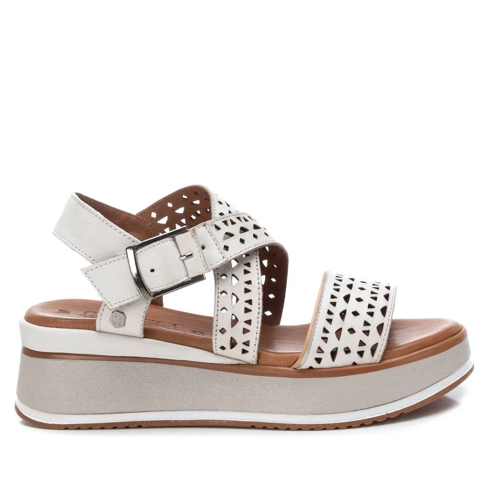 Carmela 16066202 sandales compensées blanc cuir véritable