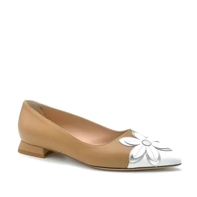 Elata 12170 ballerine cuir blanc flower talon 1 cm