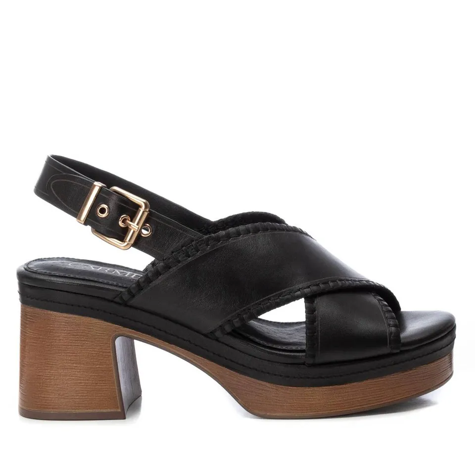Carmela 16220902 sandales noir cuir talon compensé