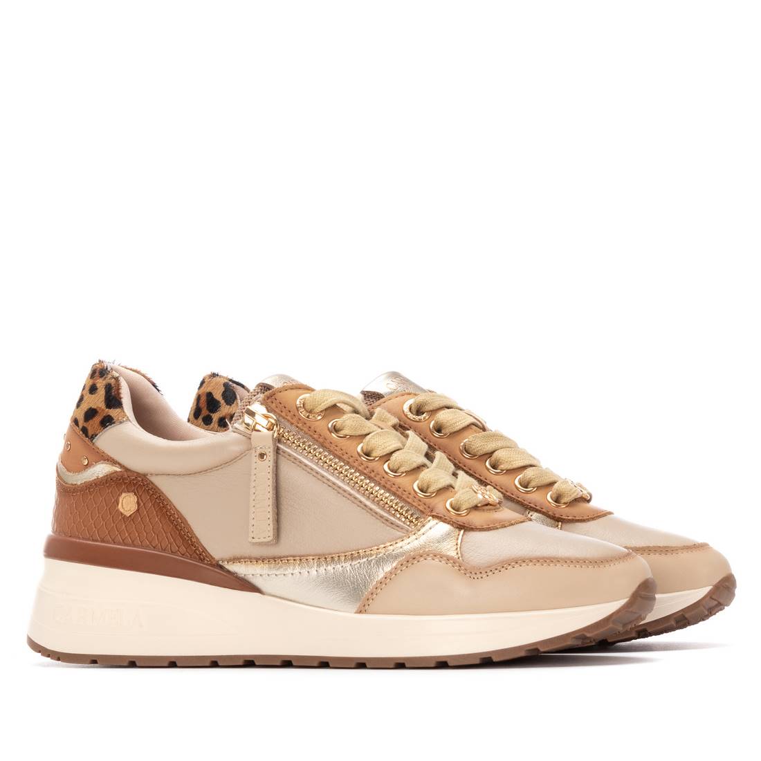 Carmela 16244201 baskets beige cuir semelle gomme