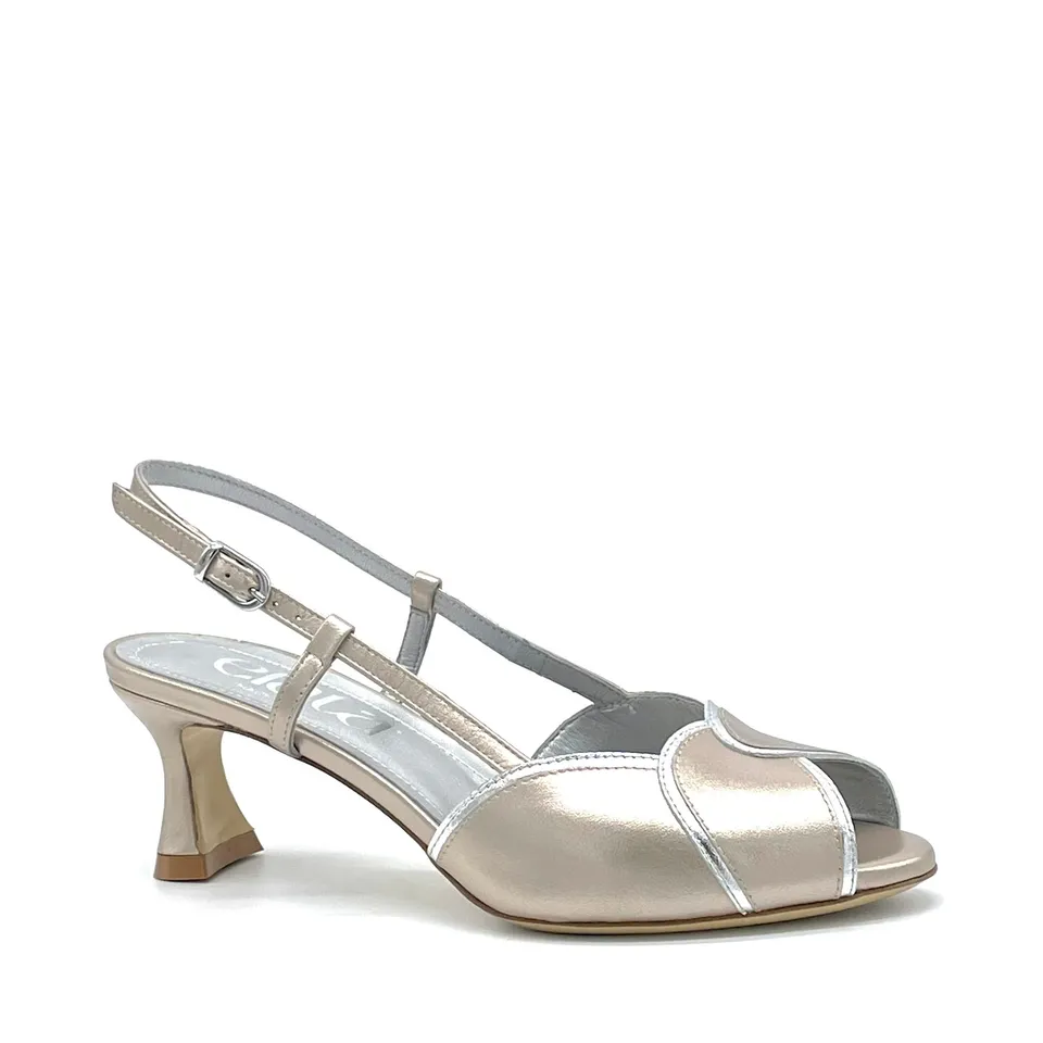 Elata 16102 sandale cuir laminé argent talon 5,5 cm