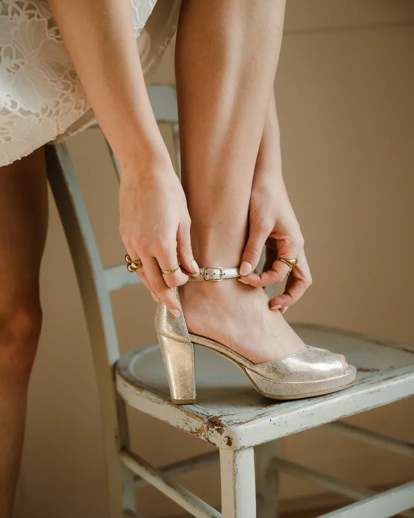 Dessine Moi Un Soulier Charlotte sandales plateforme irisé champagne