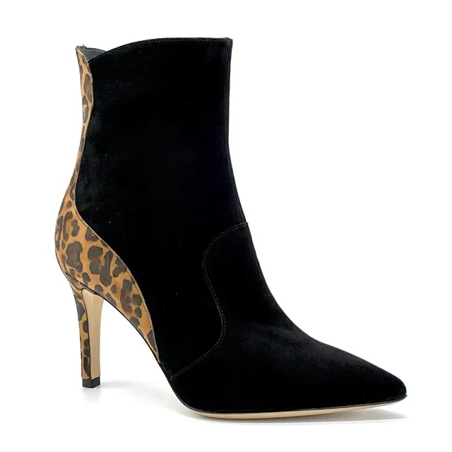 ELATA 52561 bottines daim noir imprimé talon 8,5 cm