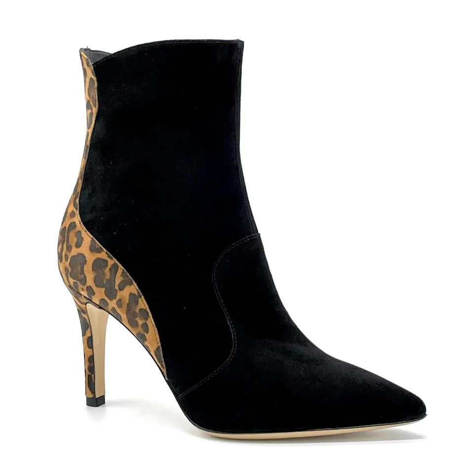ELATA 52561 bottines daim noir imprimé talon 8,5 cm