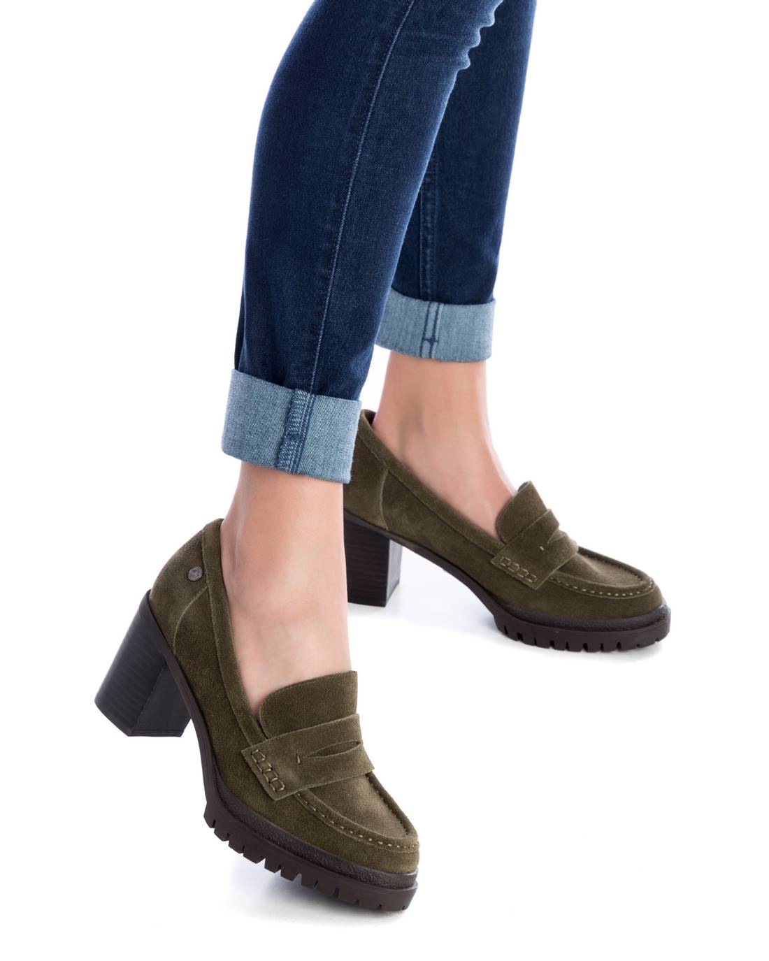 Carmela 16037104 mocassins daim vert talon 8 cm